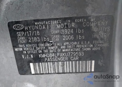 2019 Hyundai Elantra Sel из США, поврежденный, VIN KMHD84LFXKU779593